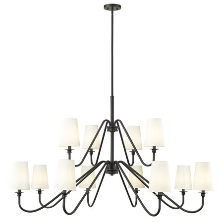 Z-Lite Gianna Chandelier, 12-Light, 60.25 In.W x 33.75 In.H, Matte Black/White 7509-12-60MB